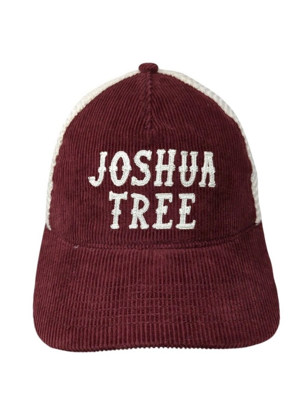 Maroon Corduroy Trucker Cap with White Joshua Tree Embroidery